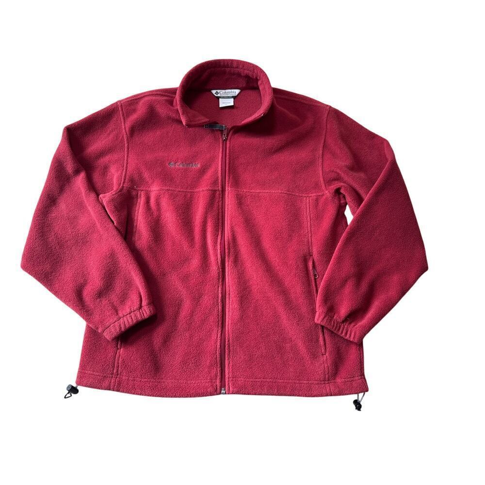 Columbia Zip up long sleeve jacket/coat/Fleece; Red; Men's Large